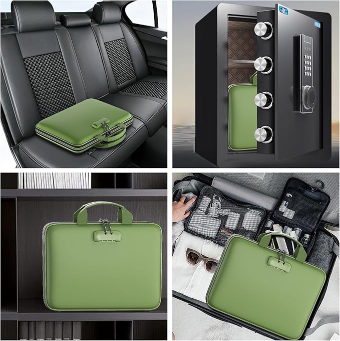 Fireproof File Organizer with Lock, Hard-Shell Case Fireproof Document Box with - Image 6