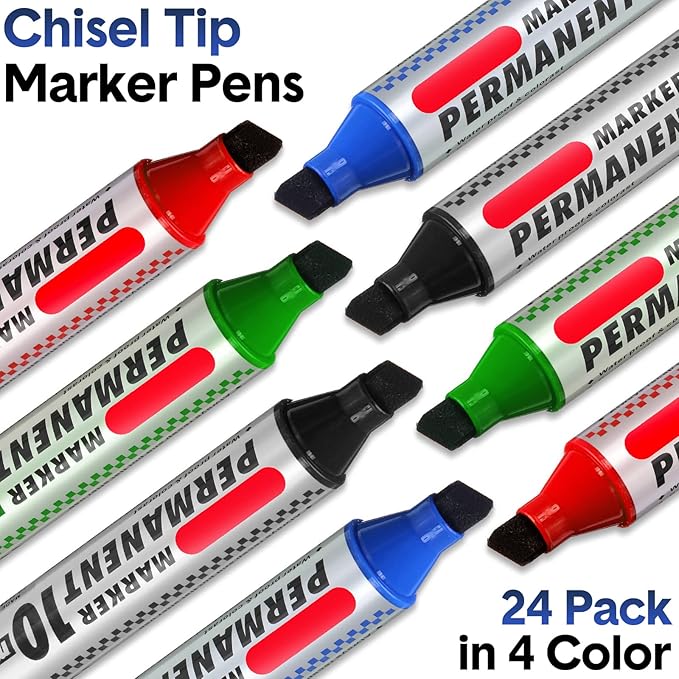 Thenshop 24 Pack Jumbo Permanent Markers Bulk: Large Chisel Tip Permanent - Image 4