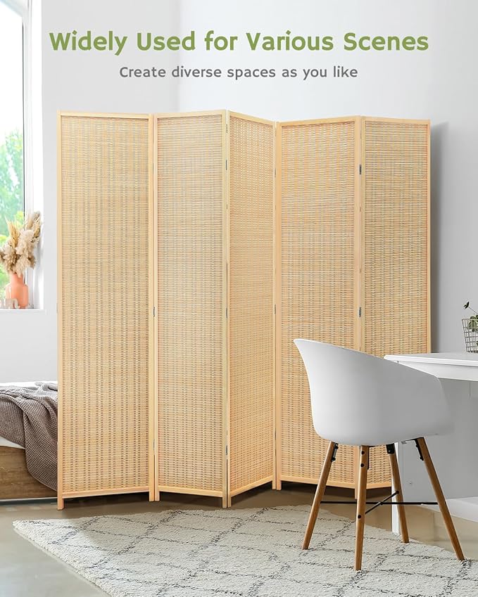 JOSTYLE Room Divider Folding Privacy Screen, 5 Panel Room Dividers 6 ft. Tall - Image 2