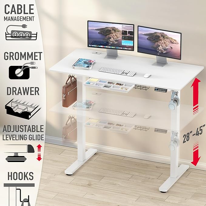 SHW 55 x 28 Inches Electric Height Adjustable Standing Desk - Image 4