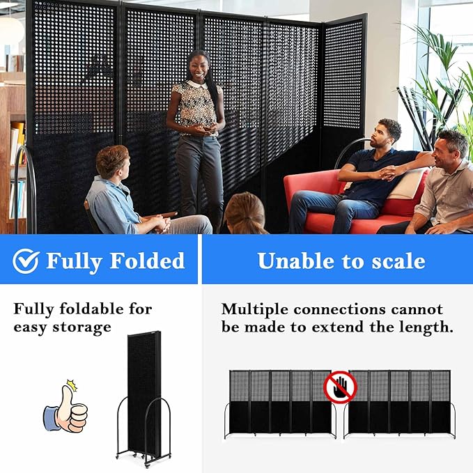 Folding Room Partition, Freestanding Privacy Divider, Portable Office Divider - Image 3