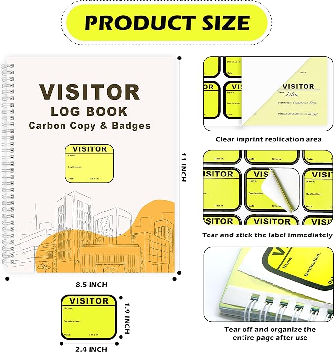 1 Pack of Visitor Badges Registry Log - Image 2