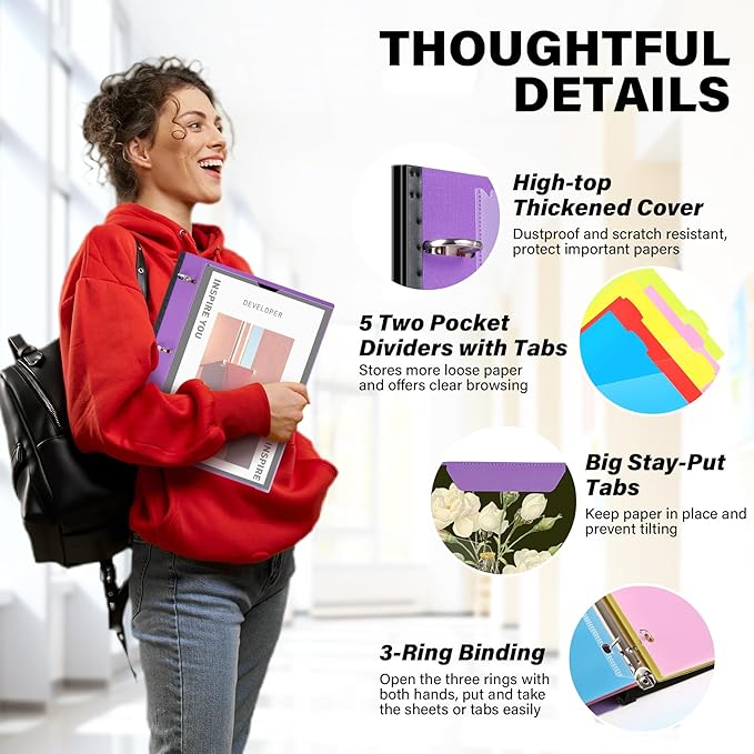 WOT I Telescoping Project Organizer, Refillable 3 Ring Binder - Image 3