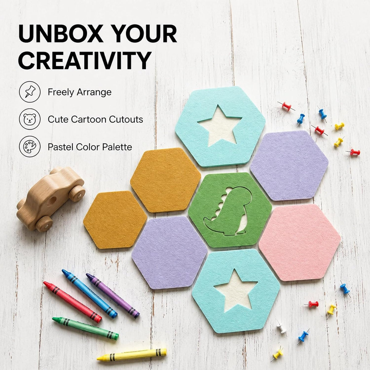 HBK Felt Bulletin Board Tiles, 10 Pack Cartoon Wall Decor