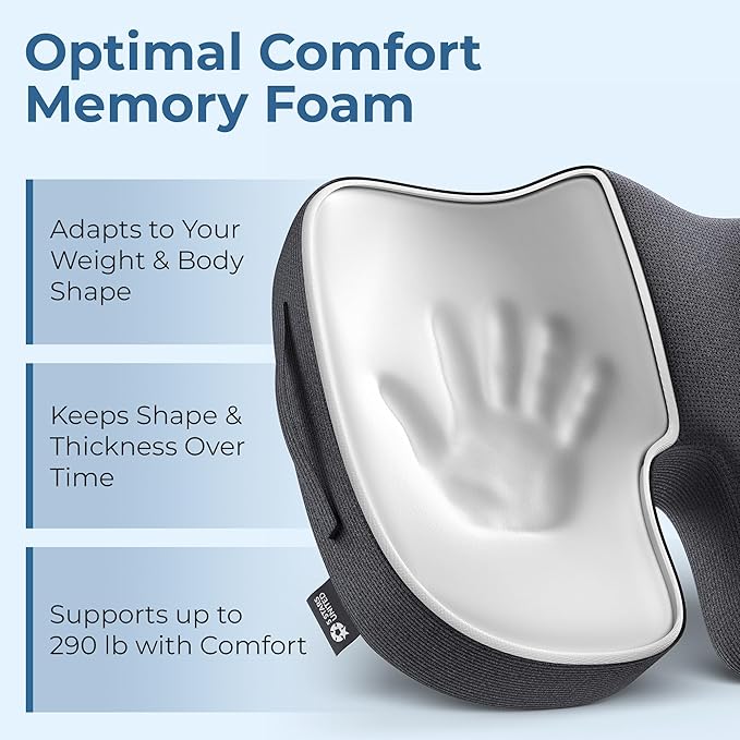 5 STARS UNITED Seat Cushion for Tailbone Pain Relief – Memory Foam Cushion for - Image 3