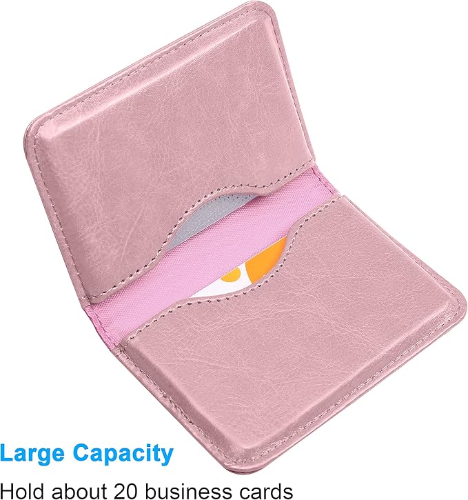 Wisdompro Business Card Holder, 2-Sided PU Leather Folio Name Card Holder - Image 2