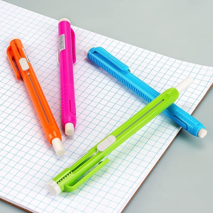 Retractable Mechanical Eraser Pen, Pen-Style Erasers Assorted Color, 4 Pack - Image 6