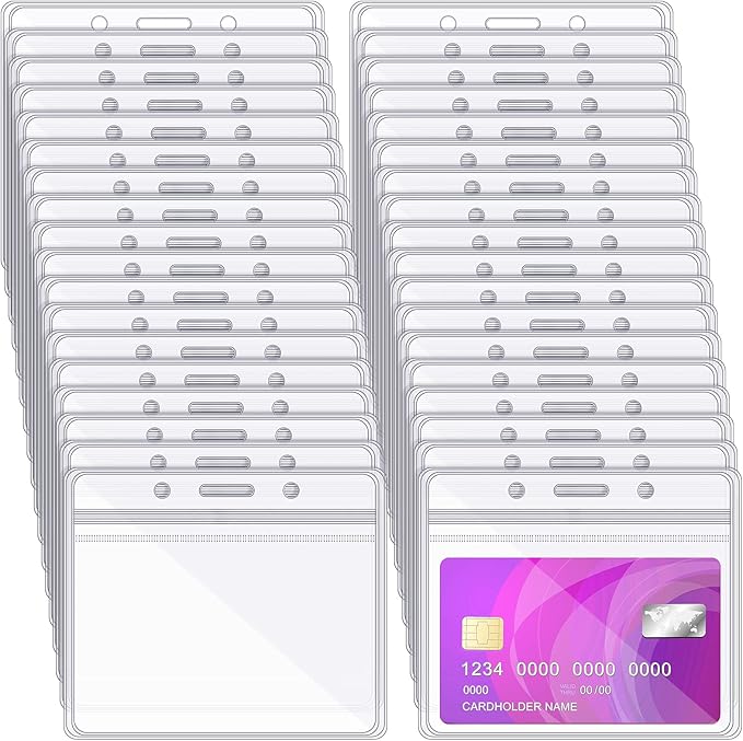 Zonon 150 Pcs Horizontal Clear ID Badge Holders Plastic Card Name Tag Holders by Zonon