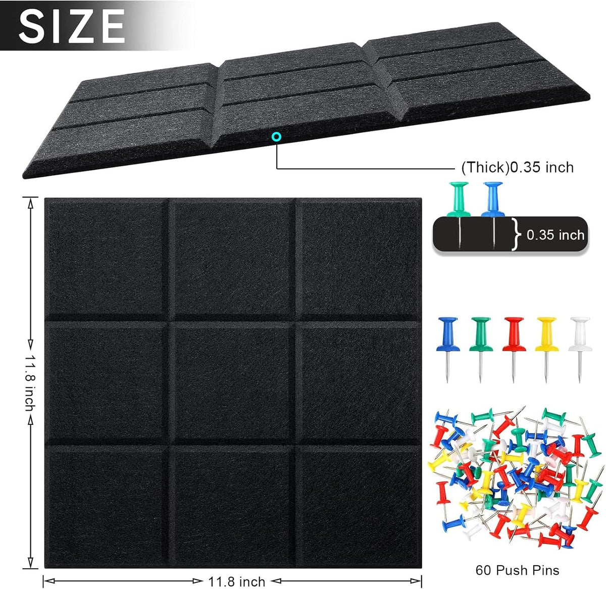 12 Pcs Large 11.8" x 11.8" Felt Bulletin Board for Wall Square Felt...
