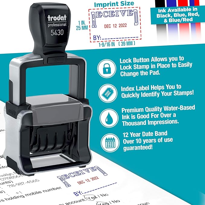 Trodat 5430 Professional Self-Inking Date Stamp - Image 2