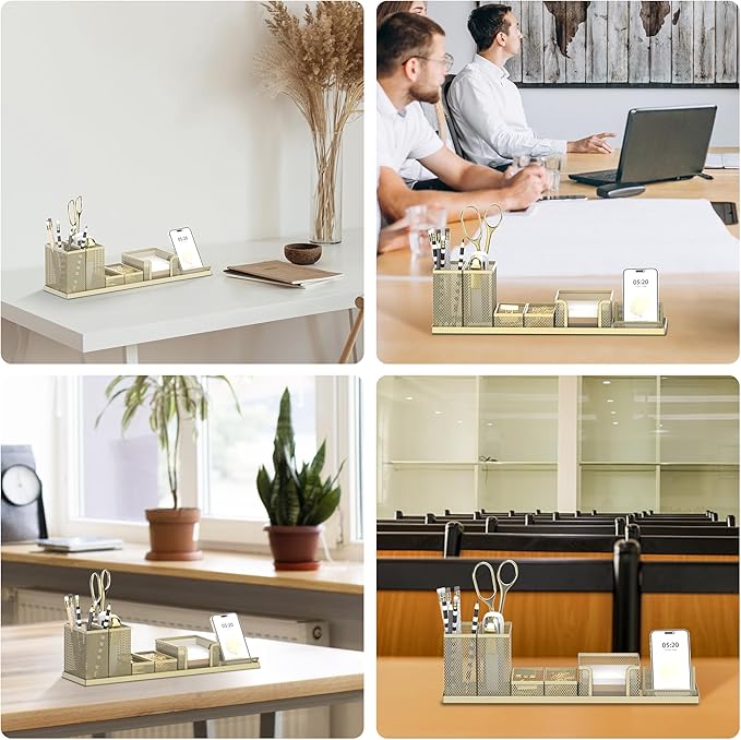 SUPEASY Pen Holder for Desk, 6 Piece Mesh Desk Organizer set for Office - Image 7