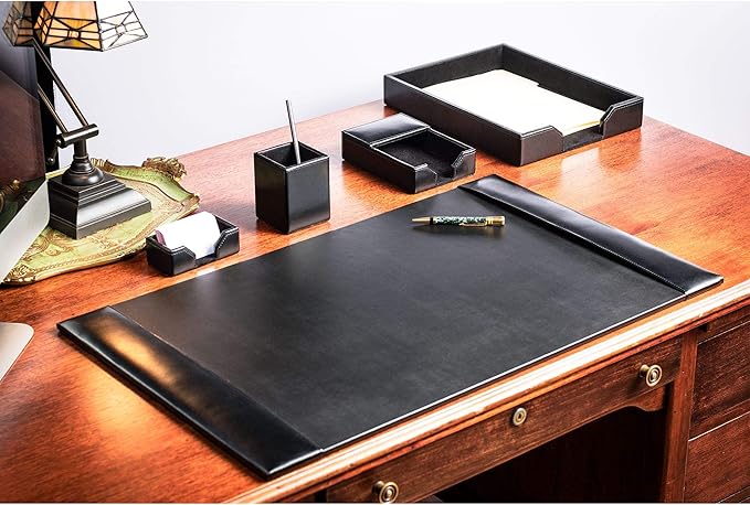 DACASSO Black Bonded Leather 5-Piece Desk Set - Image 5