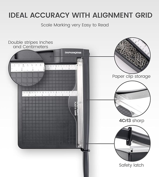 Paper Cutter, Paper Trimmer12" Cutting Length Heavy Duty Guillotine Paper Slicer - Image 3