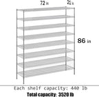 Regal Altair 21" Deep x 72" Wide x 86" Height Wire Shelving Kit | 8-Tier | NSF - Image 3