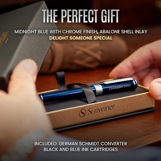 Scriveiner Personalized Midnight Blue Fountain Pen - Image 3