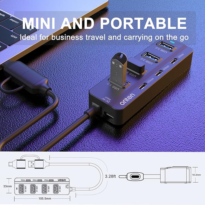 USB-A$USB-C HUB, 7Ports Hub - Image 4