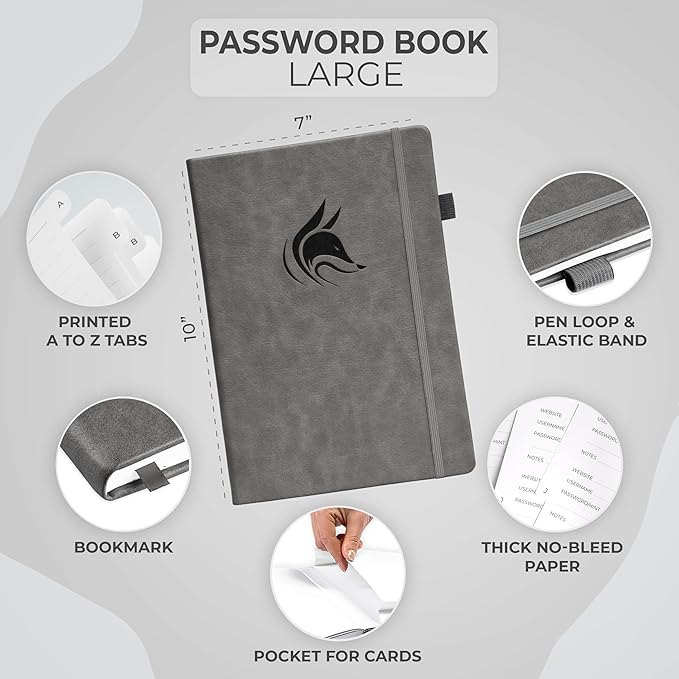 Clever Fox Password Book with alphabetical tabs. Internet Address Organizer - Image 2
