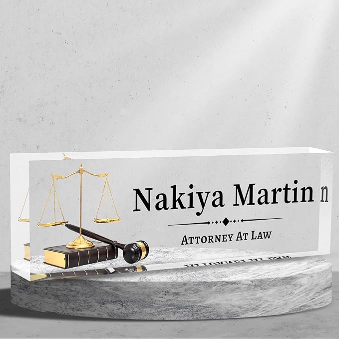 Personalized Name Plate for Desk Custom Acrylic Desk Name Plate Custom Employee by AZUFEMOS