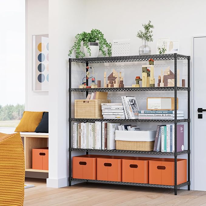 M MZG 5 Tiers Storage Shelves Load 3300LBS, Metal Shelving Wire Metal Shelving - Image 5