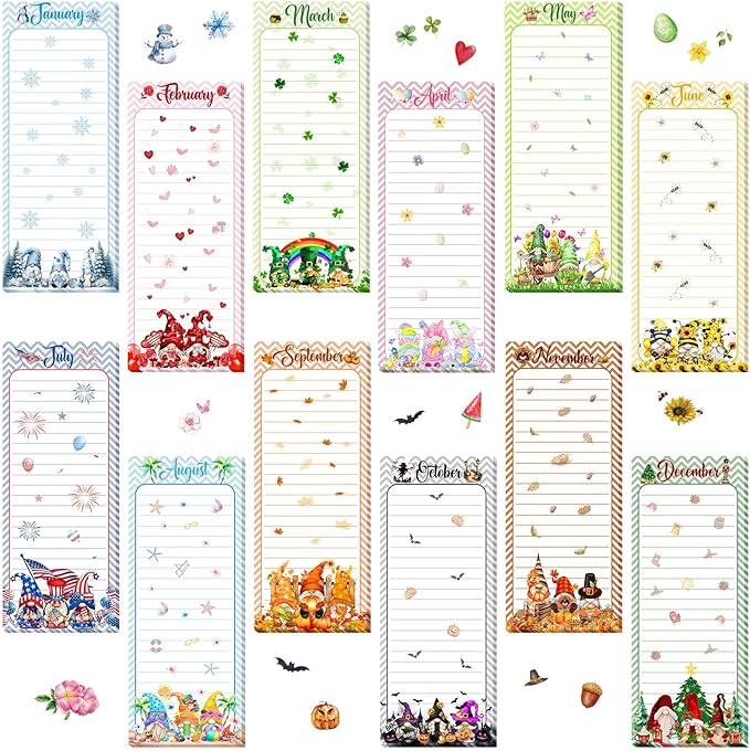 Eaasty 12 Pcs Seasonal Holiday Magnetic Notepads by Eaasty