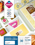 MACO Laser/Ink Jet White Address Labels, 30 per Sheet, 750 per Pack by Maco