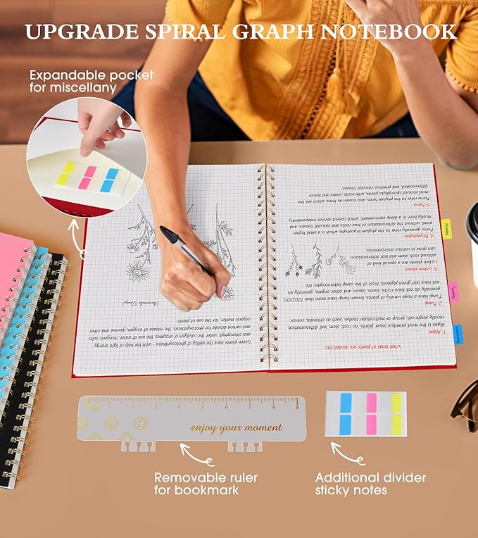 Graph Paper Notebook, Spiral Notebook Journal 8.5” x 11”, A4 Large Grid - Image 5