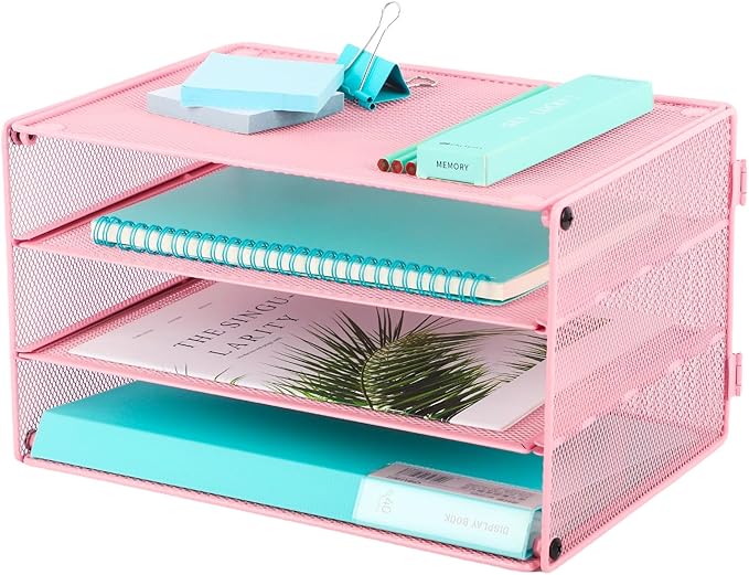 EASEPRES Paper Organizer Tray, 3 Tier Mesh Desk File Organizer Letter Sorter by EASEPRES