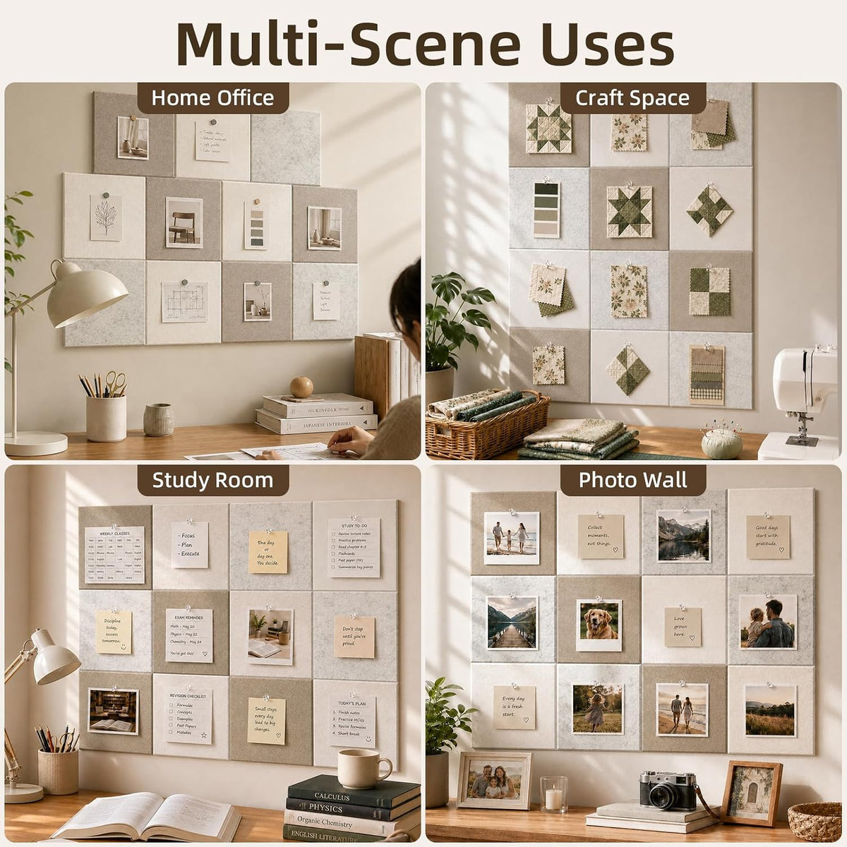 Vieshful Felt Bulletin Board Tiles 48"x36" Pin Board Wall