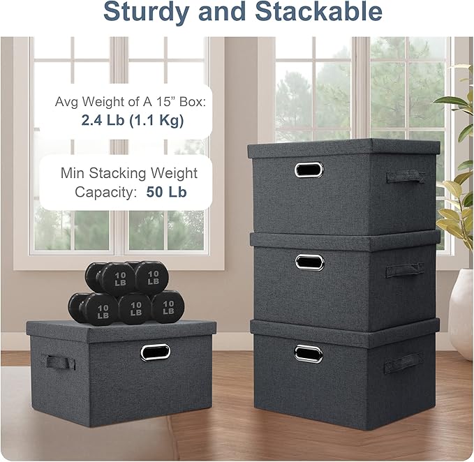 Graciadeco Medium 15" 21 Quart Collapsible Stackable Storage Bins - Image 3