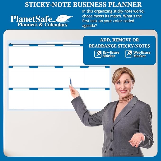 Sky Blue 12 Section Task, Objective and Goals Planning System Horizontal 32" - Image 4