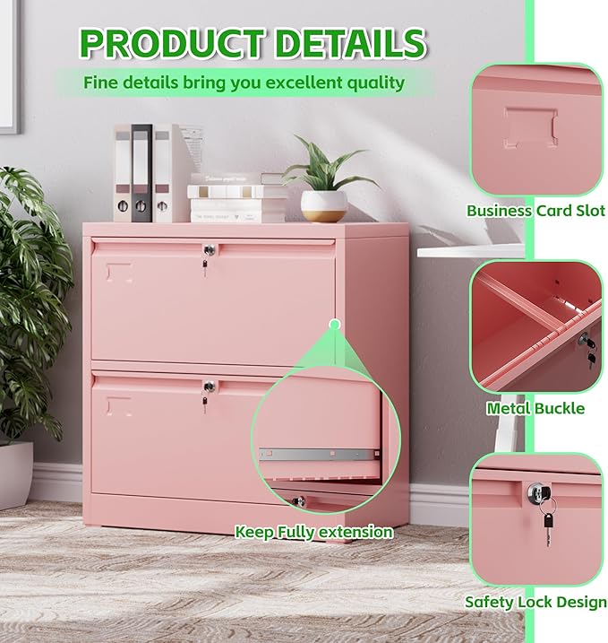 SUXXAN 2 Drawer File Cabinet, Lateral Filing Cabinet - Image 6