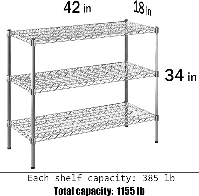 Regal Altair 18" Deep x 42" Wide x 34" Height Wire Shelving Kit | 3-Tier | NSF - Image 3
