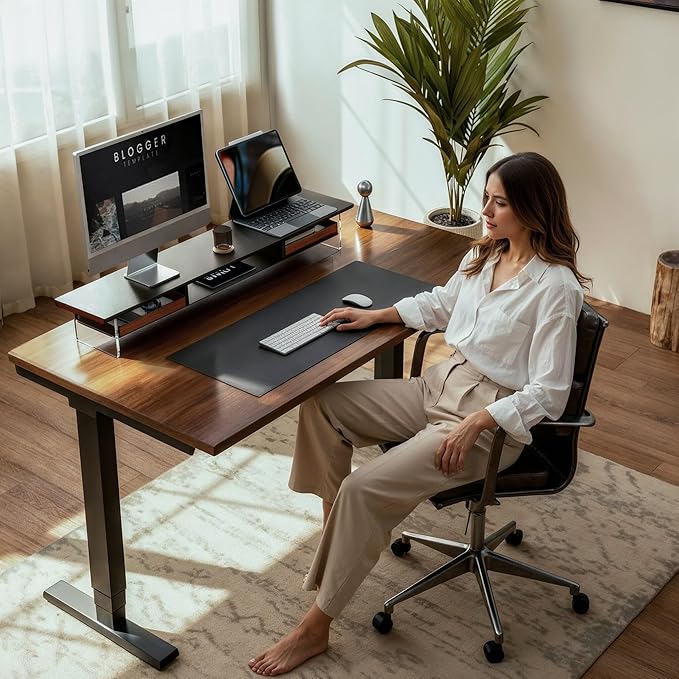 Fenge Dual Monitor Stand with Drawer, 42.5 Inch Large Monitor Riser with - Image 2