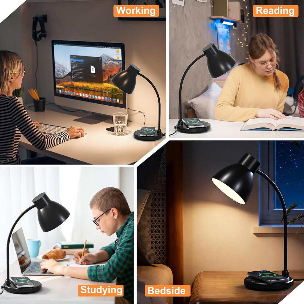 led desk lamp for home office with wireless, front angle view