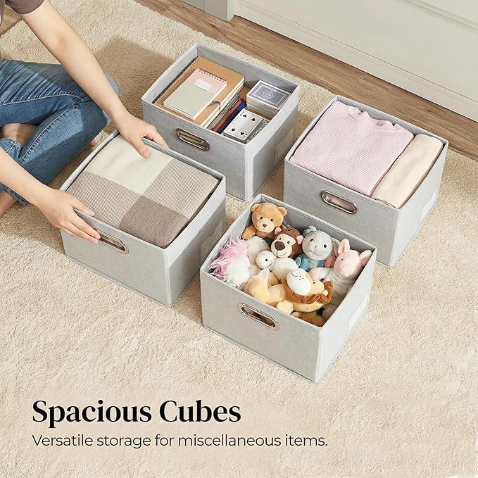 PRANDOM Storage Bins with Lids Linen Fabric Foldable Storage Boxes Organizer - Image 4