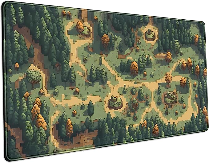 Cute Desk Pad Brown Green Forest Pixel Desk Mat Plant Mouse Pad XXL Large by LuckyCow