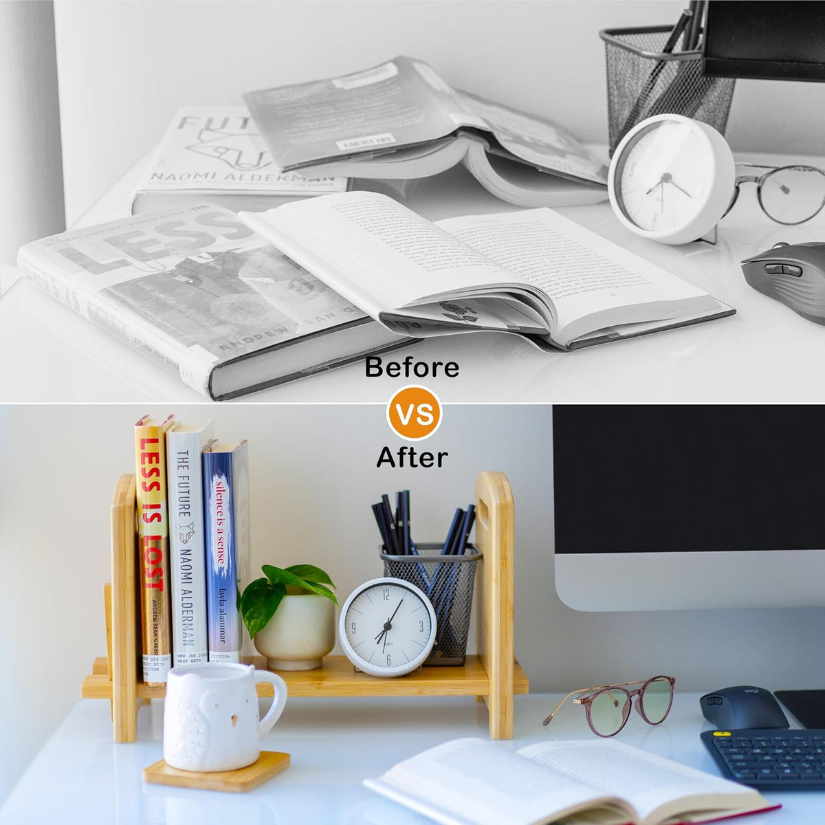 Adjustable Desktop Bookshelf - Sturdy Desk Bookshelf and Book Organizer - No ...