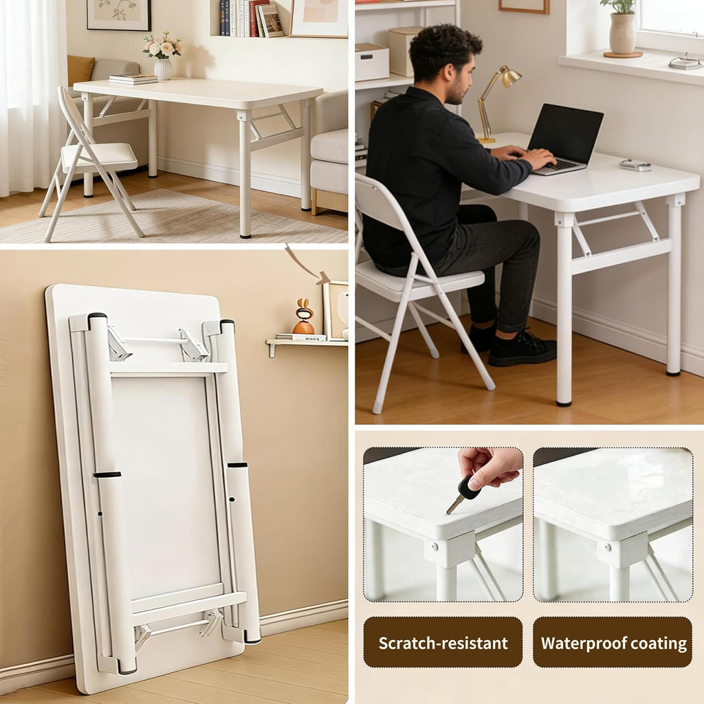 Small Folding Computer Desk - 31.5 Inch Foldable Small Spaces Compact Desk,No Assembly,Bedroom, Dorm and Apartment,Portable Study for Home Office Table