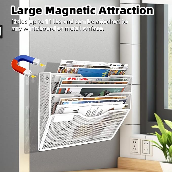 LQPAFZ 3-Tier Magnetic File Holder, No Drilling Installation File Cabinet - Image 2