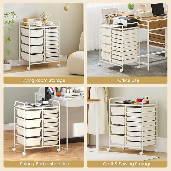 LDAILY 12 Drawer Rolling Storage Cart, Rolling Cart - Image 7