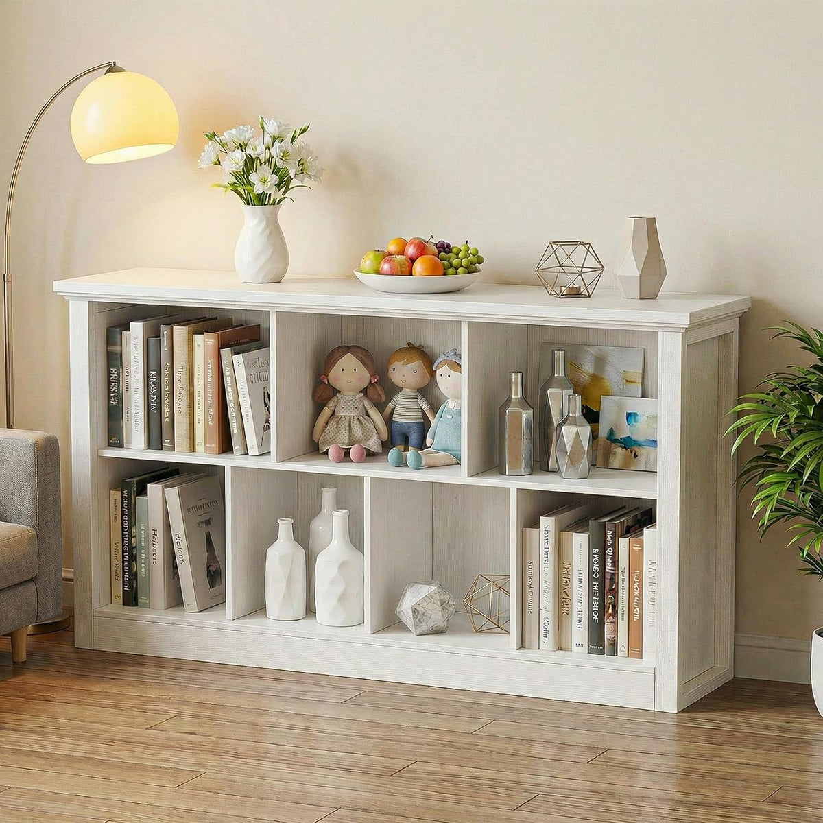 Unikito Cube Storage Organizer, Open Cube Bookshelf with Base, Warm White