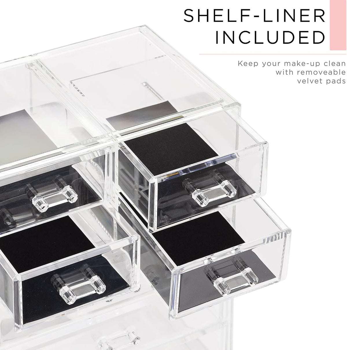 Sorbus Makeup Organizer, 7-Drawer Acrylic 2-Piece Set (Clear)