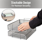 Mind Reader Stackable Paper Tray, Desktop Organizer, File Storage, Metal Mesh - Image 4