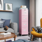 METAN 4 Drawer File Cabinet on Wheels, Lockable Metal Filing Cabinet - Image 9