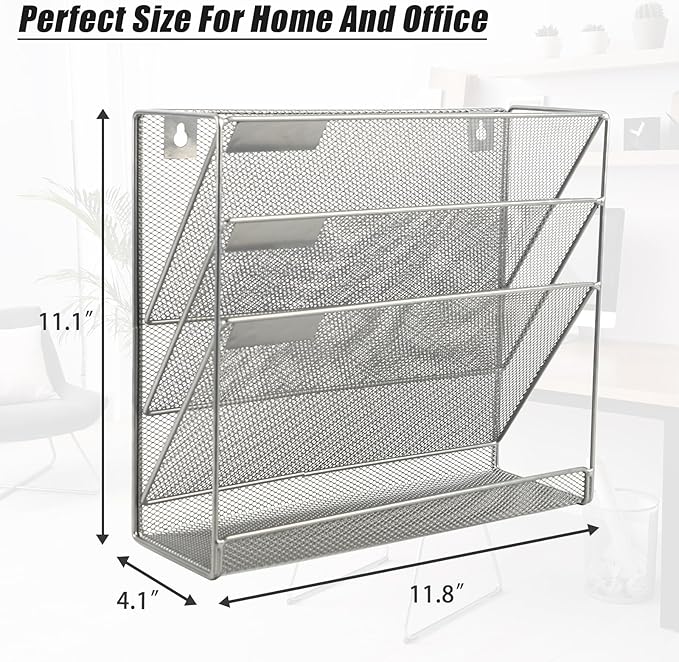 EASEPRES Desk File Organizer Mesh 4-Tier, Hanging Wall Mount Document - Image 2