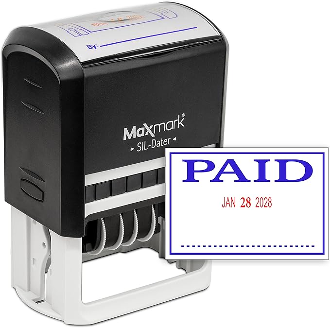 MaxMark Large Self-Inking Rubber Date Office Stamp by Maxmark