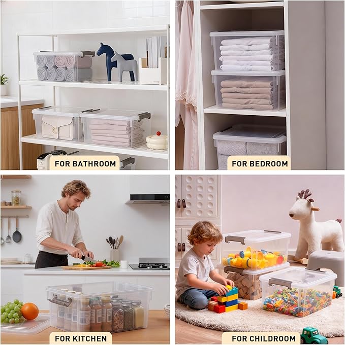 Citylife 6 Packs 17 QT Plastic Storage Bins - Image 6