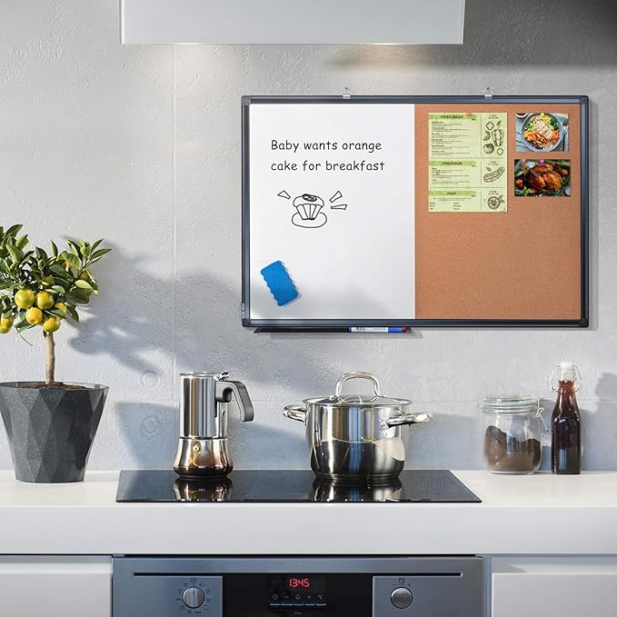 maxtek Combination Board, 36 x 24 Magnetic Whiteboard & Cork Board, Dry Erase - Image 7