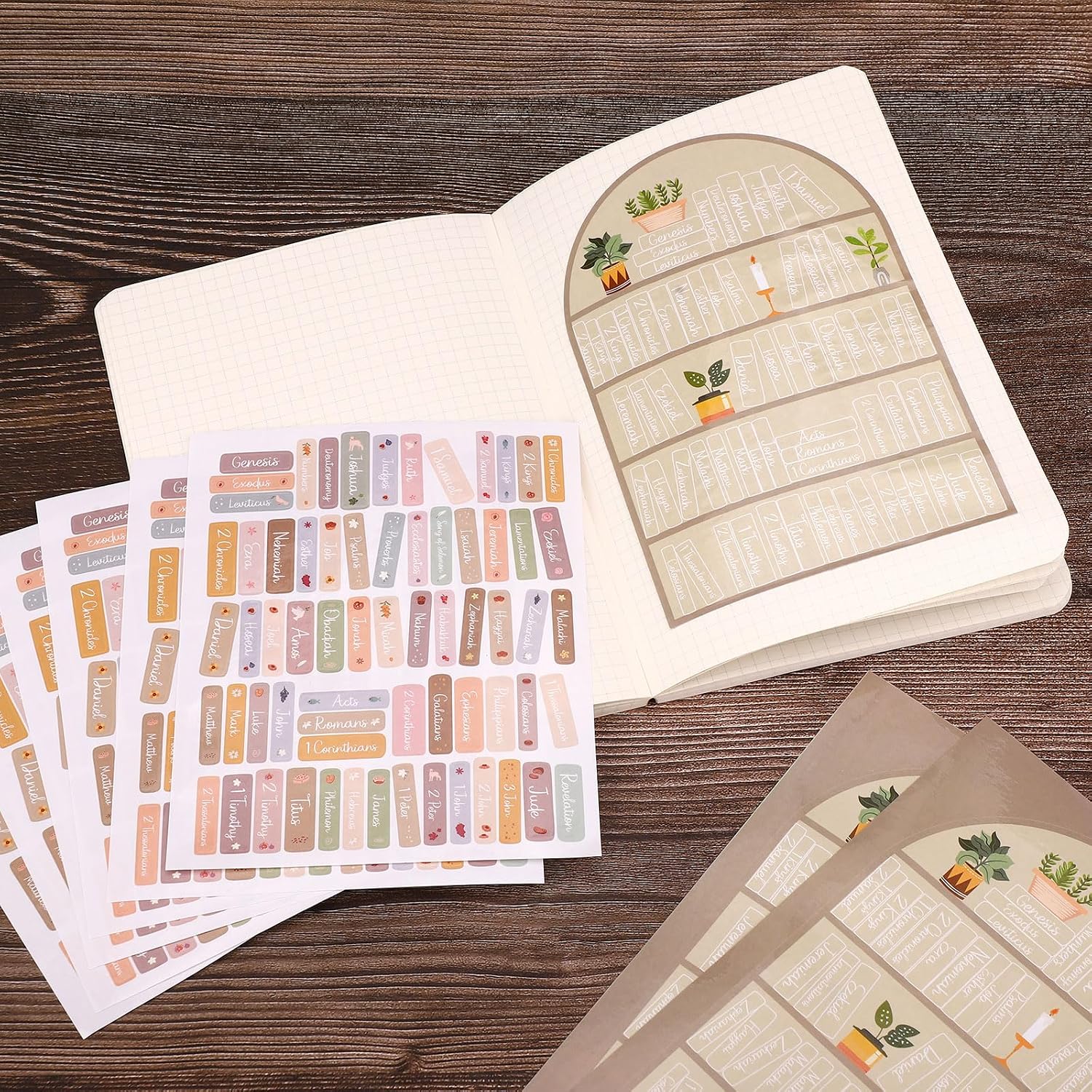 12pcs Bible Reading Tracker Stickers with Labels | Classic Bible Book Shelf Stickers for Christian & Books Readers Gifts Study Supplies for Deeper Reading in The Book