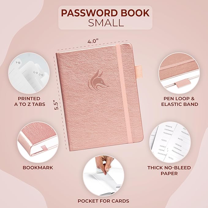 Clever Fox Password Book with alphabetical tabs. Internet Address Organizer - Image 2